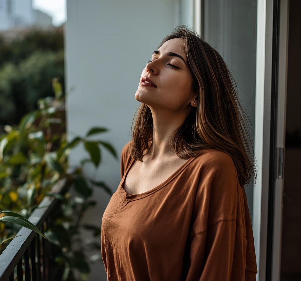 mulher madura sorrindo e trabalhando com foco apesar da menopausa — produtividade na menopausa