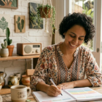 mãe fazendo planejamento semanal no domingo à noite — planejamento semanal para mães