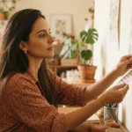 mulher marcando dias especificos no calendario de parede, planejamento por fase do ciclo